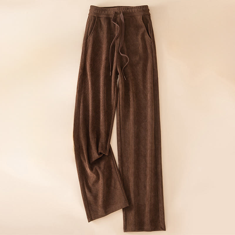 Damskie spodnie bawełniane z szerokimi nogawkami i kieszeniami w kolorze kamyków Buddha Stones - Sjena - US14, UK/AU18, EU46 (4XL) - image 3