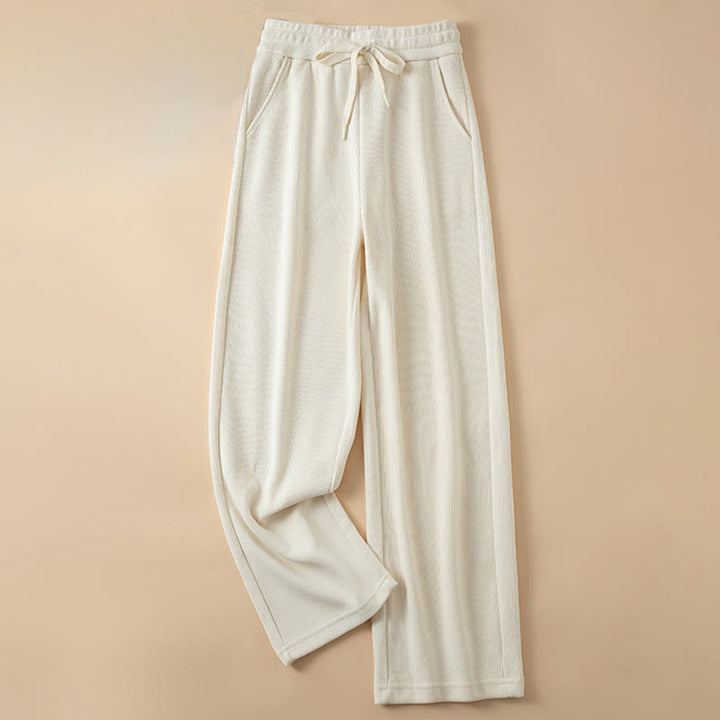 Damskie spodnie bawełniane z szerokimi nogawkami i kieszeniami w kolorze kamyków Buddha Stones - OldLace - US14, UK/AU18, EU46 (4XL) - image 14