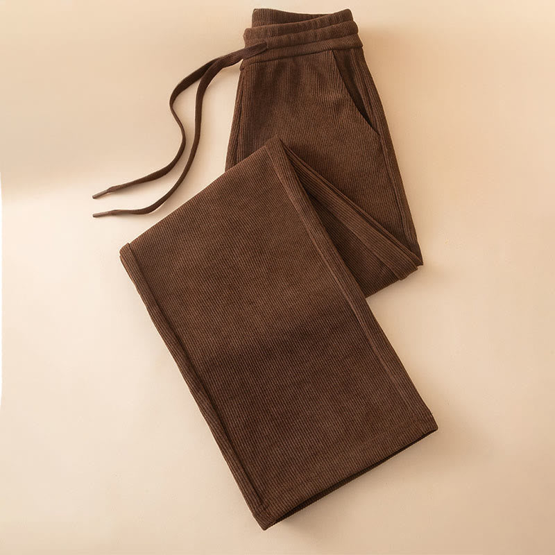 Damskie spodnie bawełniane z szerokimi nogawkami i kieszeniami w kolorze kamyków Buddha Stones - image 4