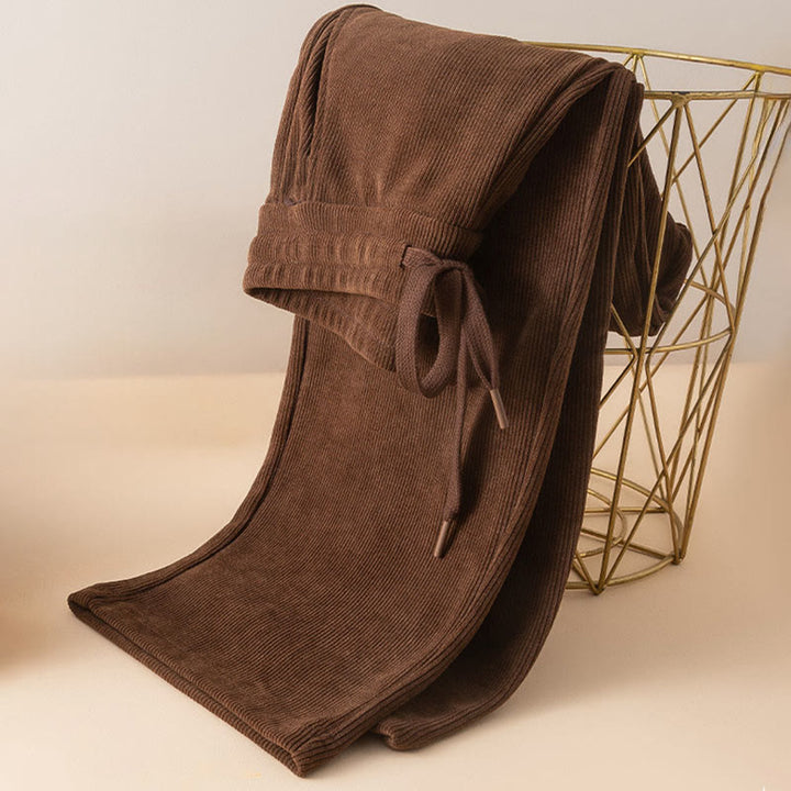 Damskie spodnie bawełniane z szerokimi nogawkami i kieszeniami w kolorze kamyków Buddha Stones - image 5