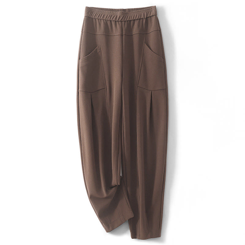 Damskie spodnie termiczne Buddha Stones w stylu casual vintage z wysokim stanem i kieszeniami - Sjena - US8-10，UK/AU12-14，EU40-42 (2XL) - image 0
