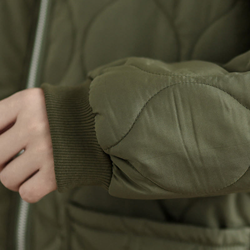 Kurtka damska z długim rękawem i kieszeniami z bawełny Buddha Stones z prostym zamkiem błyskawicznym - image 7