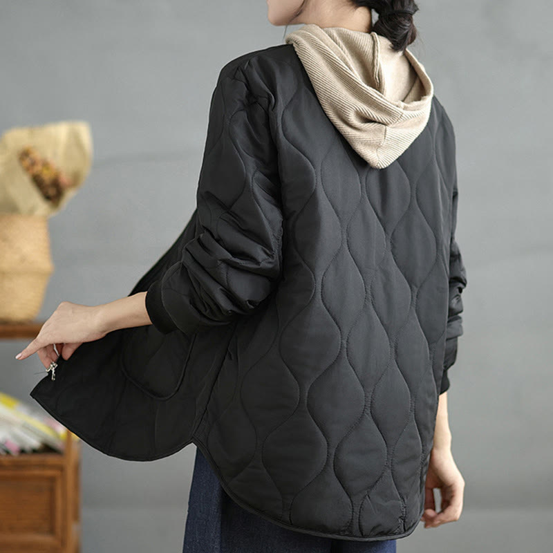 Kurtka damska z długim rękawem i kieszeniami z bawełny Buddha Stones z prostym zamkiem błyskawicznym - image 13