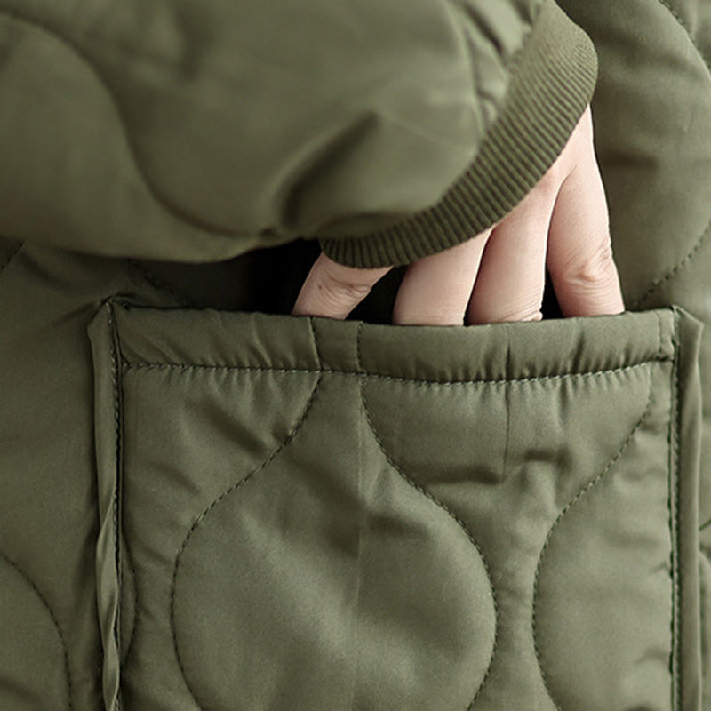 Kurtka damska z długim rękawem i kieszeniami z bawełny Buddha Stones z prostym zamkiem błyskawicznym - image 8