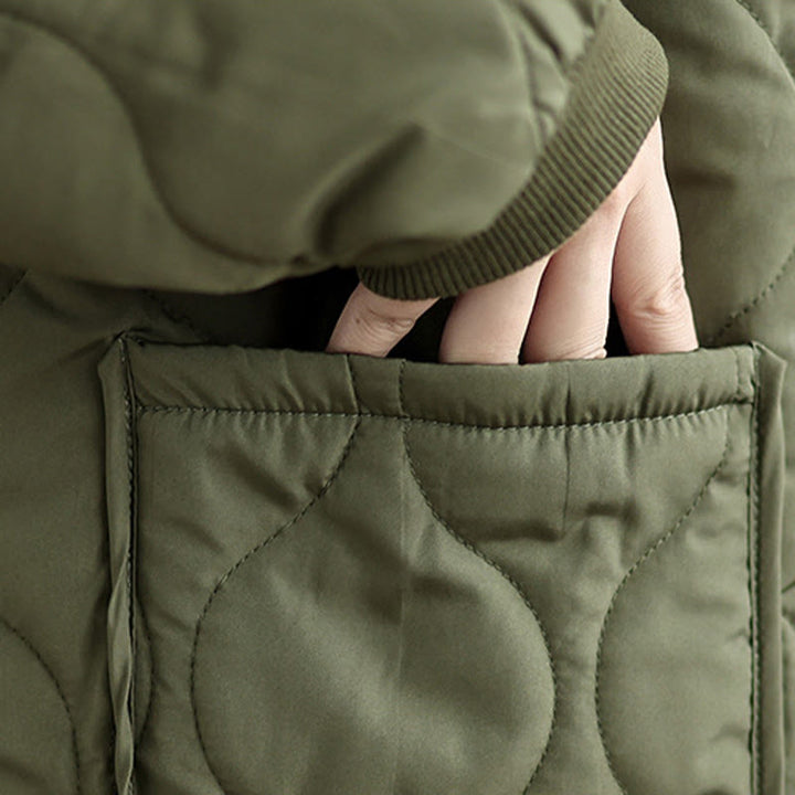 Kurtka damska z długim rękawem i kieszeniami z bawełny Buddha Stones z prostym zamkiem błyskawicznym - image 8