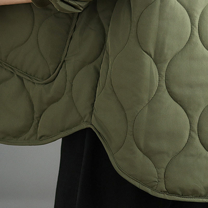 Kurtka damska z długim rękawem i kieszeniami z bawełny Buddha Stones z prostym zamkiem błyskawicznym - image 9