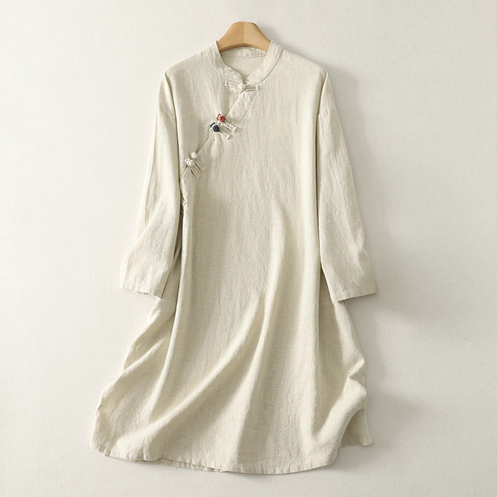 Sukienka midi z bawełny z długim rękawem i zapięciem na guziki w kształcie żaby z motywem Buddha Stones - Bielizna - US12, UK/AU16, EU44 (2XL) - image 6