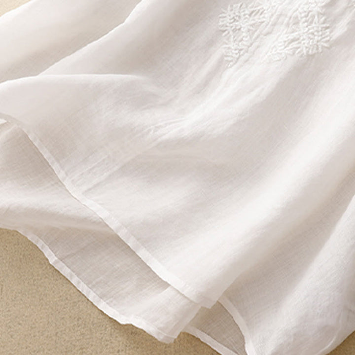 Koszula damska z krótkim rękawem i dekoltem w serek z haftowanymi Buddha Stones - image 18