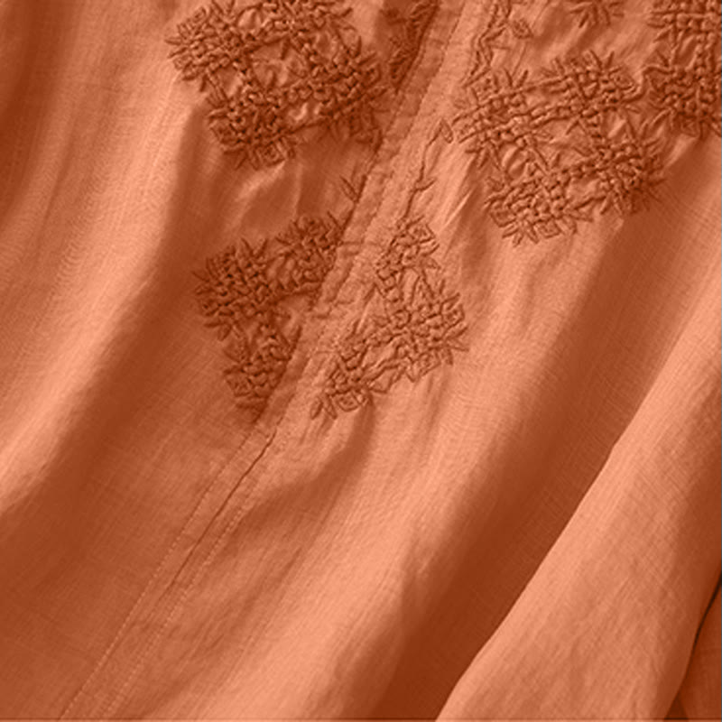 Koszula damska z krótkim rękawem i dekoltem w serek z haftowanymi Buddha Stones - image 7