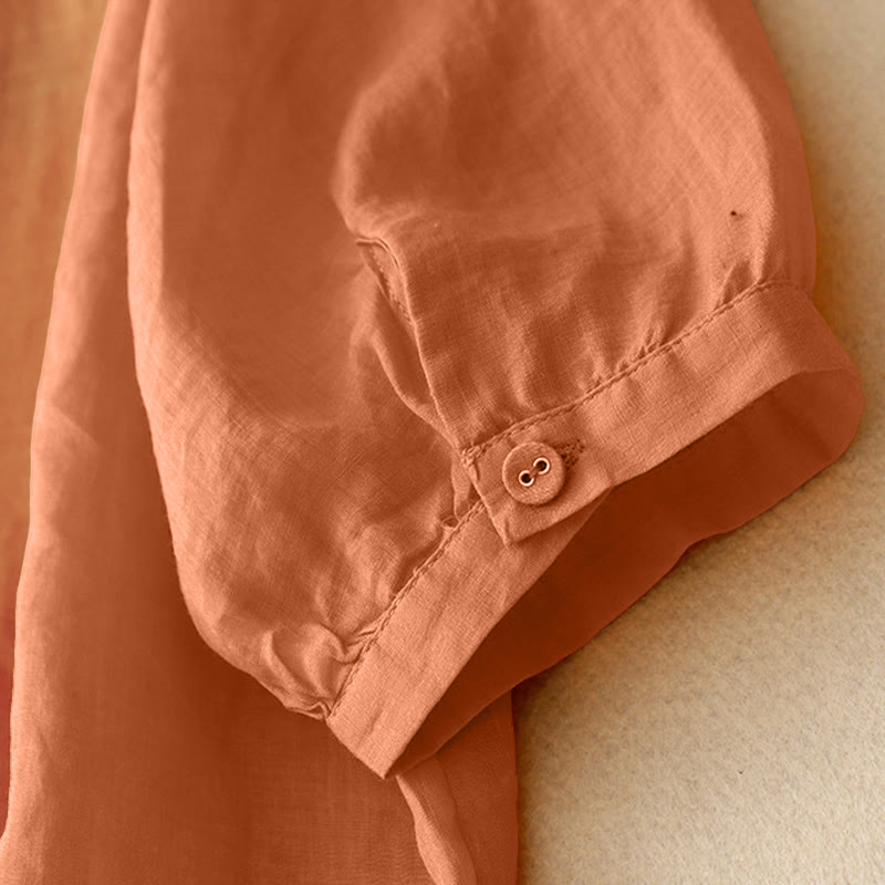 Koszula damska z krótkim rękawem i dekoltem w serek z haftowanymi Buddha Stones - image 9