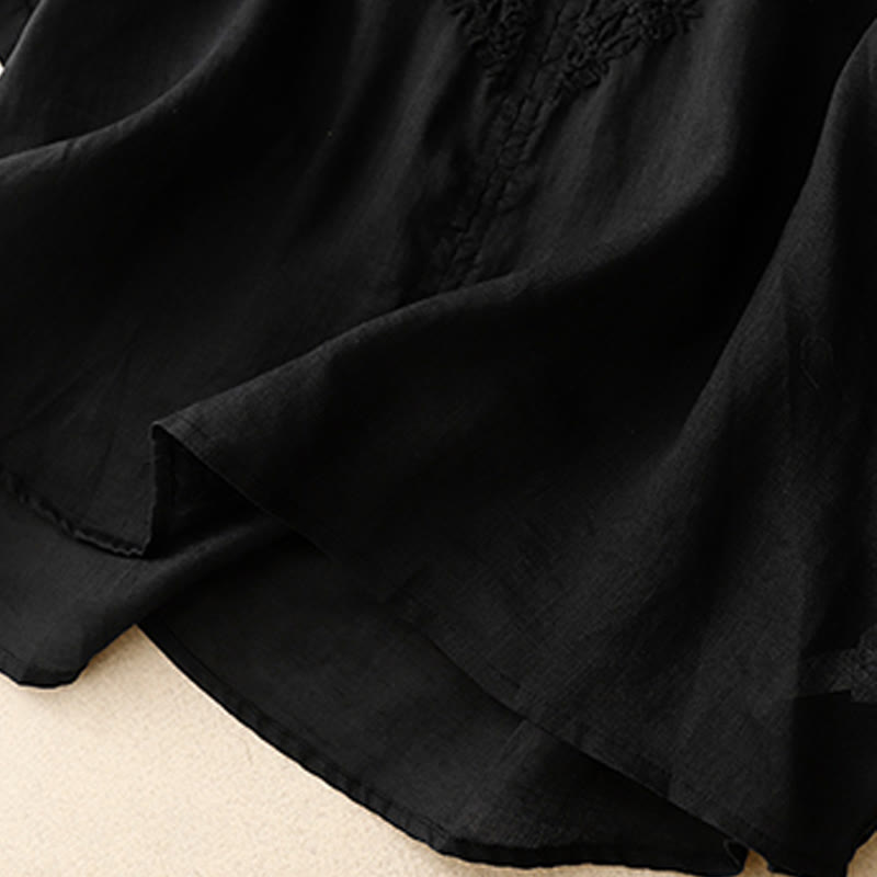 Koszula damska z krótkim rękawem i dekoltem w serek z haftowanymi Buddha Stones - image 14