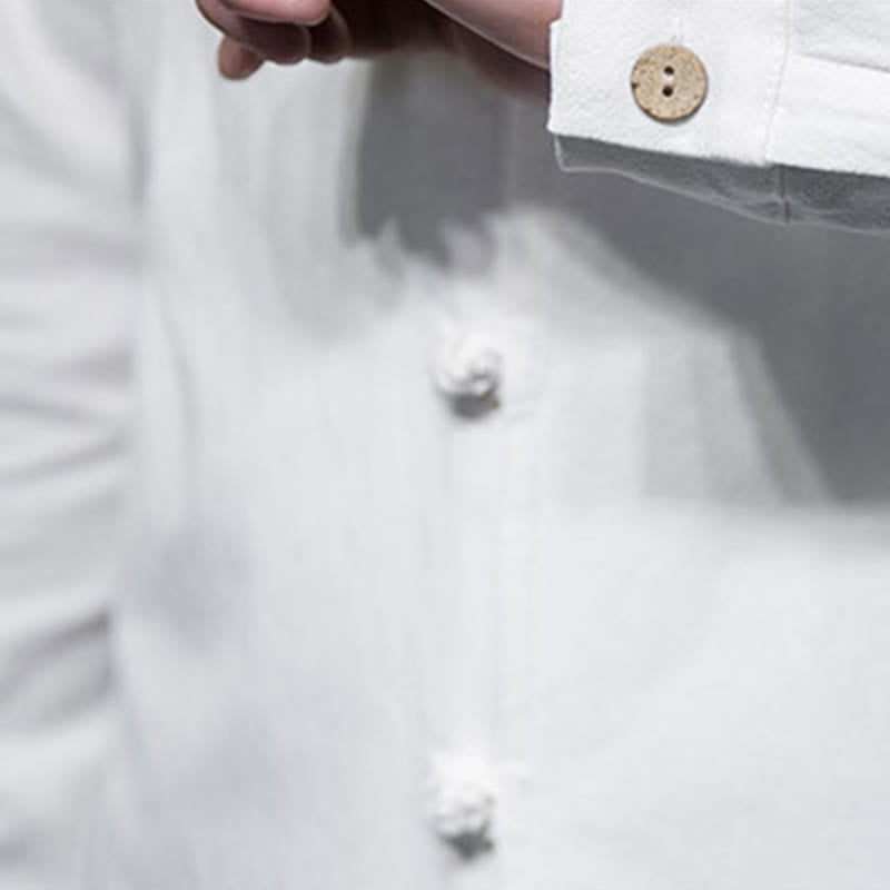 Buddha Stones , prosta męska kurtka z długim rękawem z bawełny, z guzikami w kształcie żaby, z motywem kamieni buddyjskich - image 21