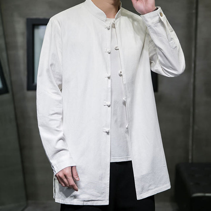 Buddha Stones , prosta męska kurtka z długim rękawem z bawełny, z guzikami w kształcie żaby, z motywem kamieni buddyjskich - image 19