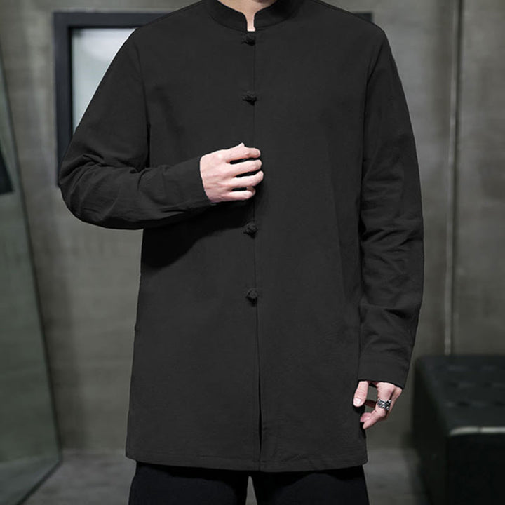 Buddha Stones , prosta męska kurtka z długim rękawem z bawełny, z guzikami w kształcie żaby, z motywem kamieni buddyjskich - image 25