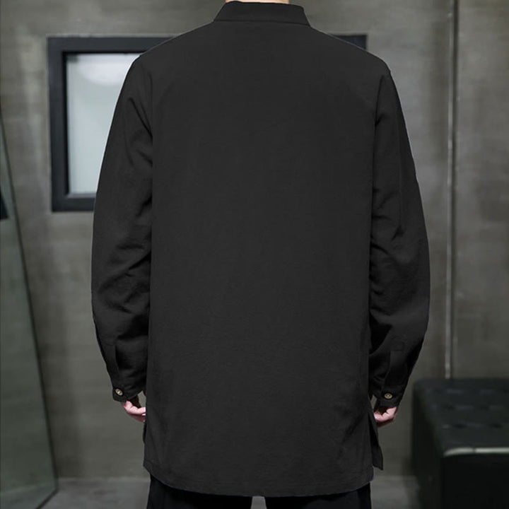 Buddha Stones , prosta męska kurtka z długim rękawem z bawełny, z guzikami w kształcie żaby, z motywem kamieni buddyjskich - image 26