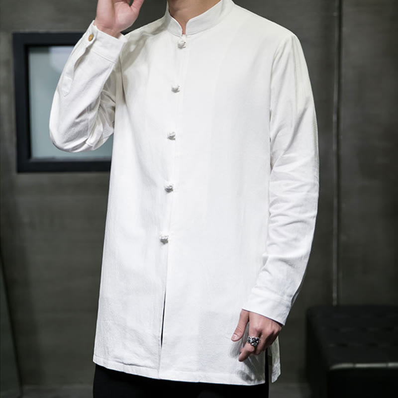 Buddha Stones , prosta męska kurtka z długim rękawem z bawełny, z guzikami w kształcie żaby, z motywem kamieni buddyjskich - image 18