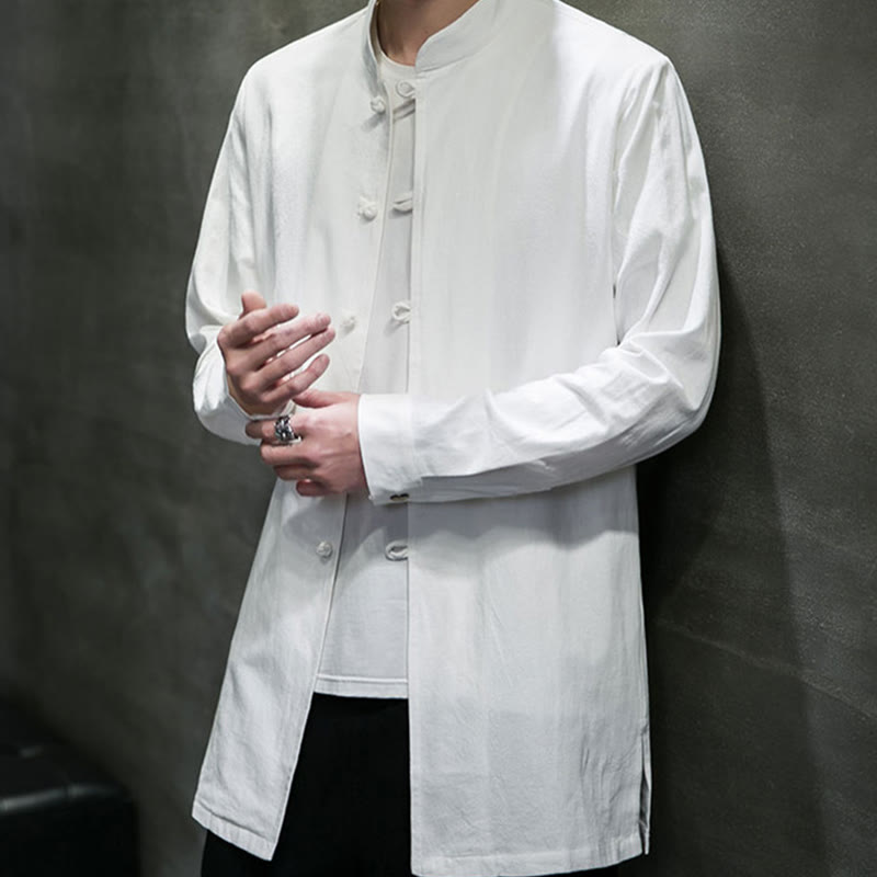 Buddha Stones , prosta męska kurtka z długim rękawem z bawełny, z guzikami w kształcie żaby, z motywem kamieni buddyjskich - image 15