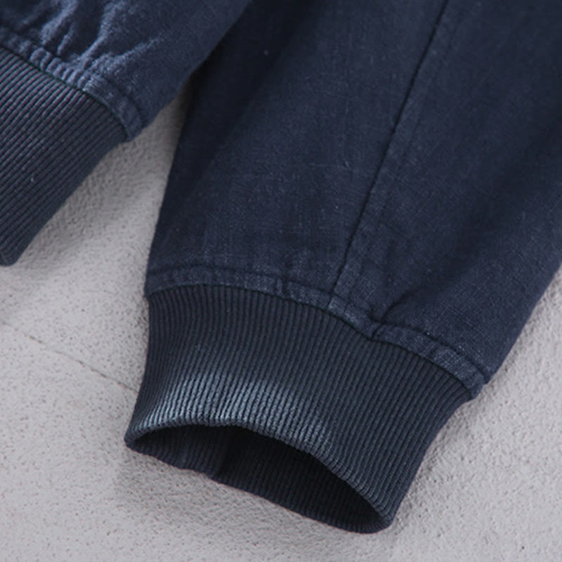 Kurtka Buddha Stones zimowa z długim rękawem, bawełną i lnem, z kieszeniami, zapinana na zamek błyskawiczny i stójką - image 9