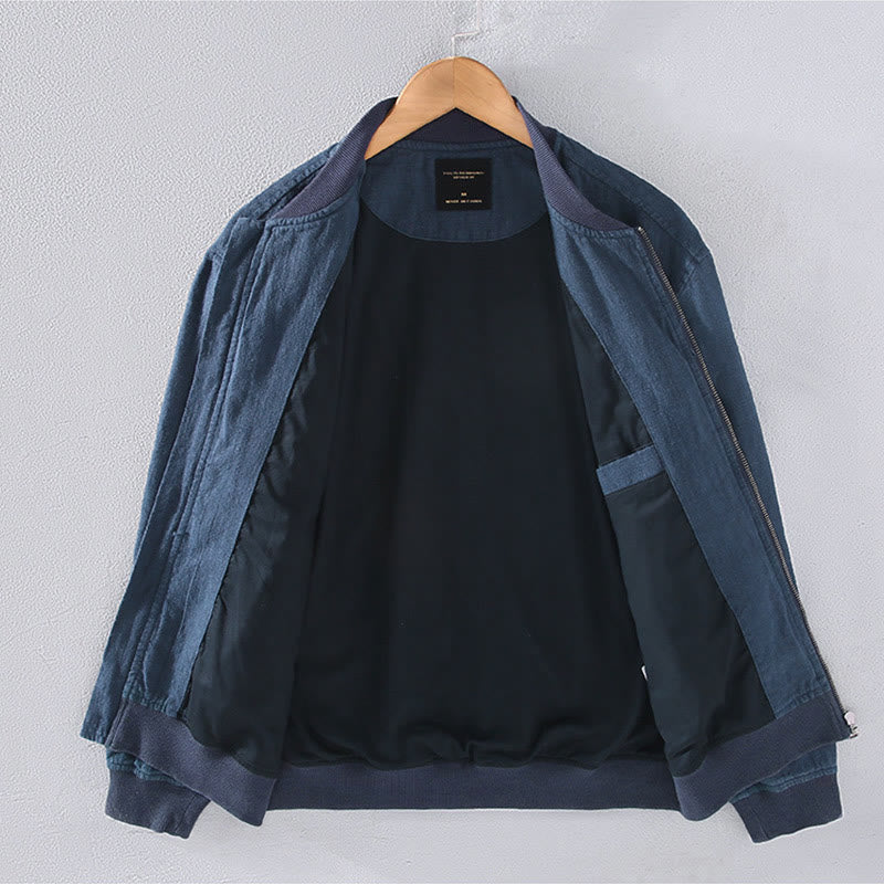 Kurtka Buddha Stones zimowa z długim rękawem, bawełną i lnem, z kieszeniami, zapinana na zamek błyskawiczny i stójką - image 2