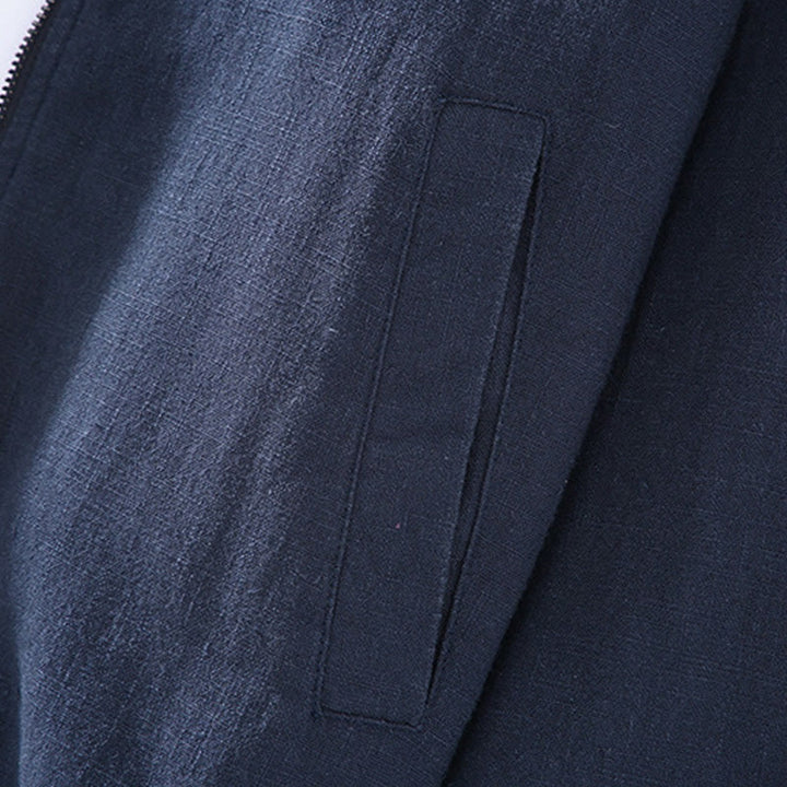 Kurtka Buddha Stones zimowa z długim rękawem, bawełną i lnem, z kieszeniami, zapinana na zamek błyskawiczny i stójką - image 8