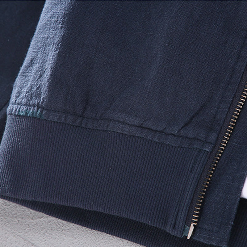 Kurtka Buddha Stones zimowa z długim rękawem, bawełną i lnem, z kieszeniami, zapinana na zamek błyskawiczny i stójką - image 10