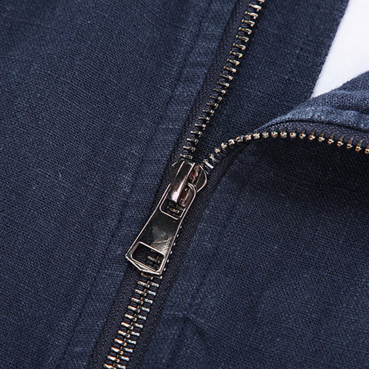 Kurtka Buddha Stones zimowa z długim rękawem, bawełną i lnem, z kieszeniami, zapinana na zamek błyskawiczny i stójką - image 5