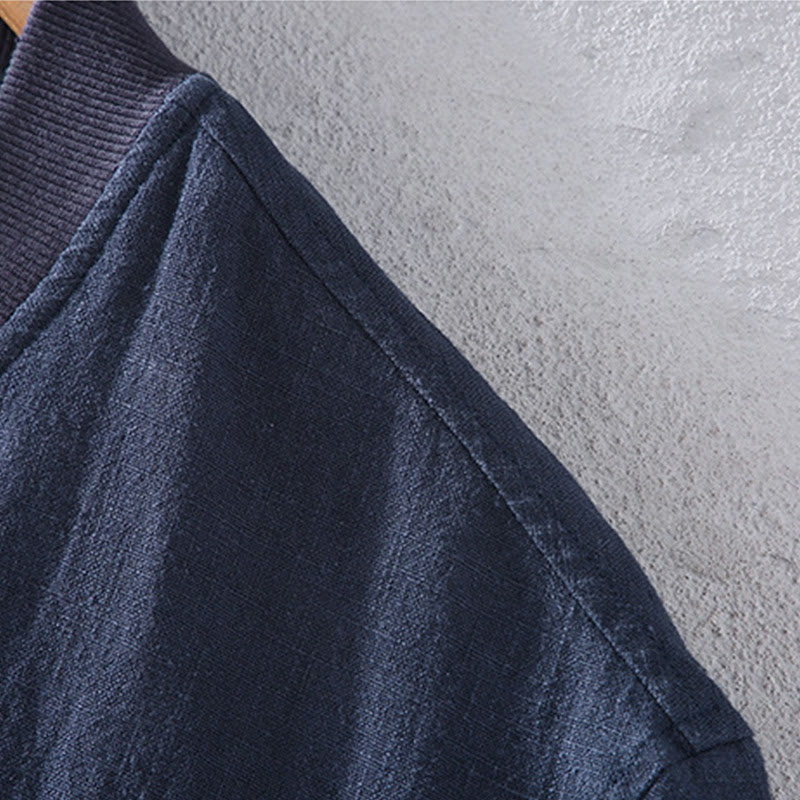 Kurtka Buddha Stones zimowa z długim rękawem, bawełną i lnem, z kieszeniami, zapinana na zamek błyskawiczny i stójką - image 6