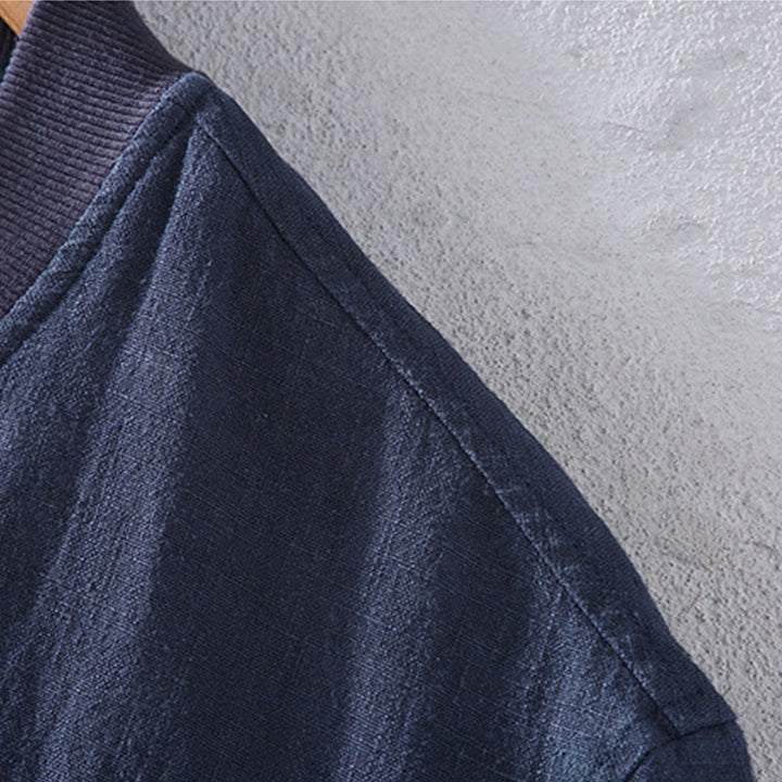 Kurtka Buddha Stones zimowa z długim rękawem, bawełną i lnem, z kieszeniami, zapinana na zamek błyskawiczny i stójką - image 6