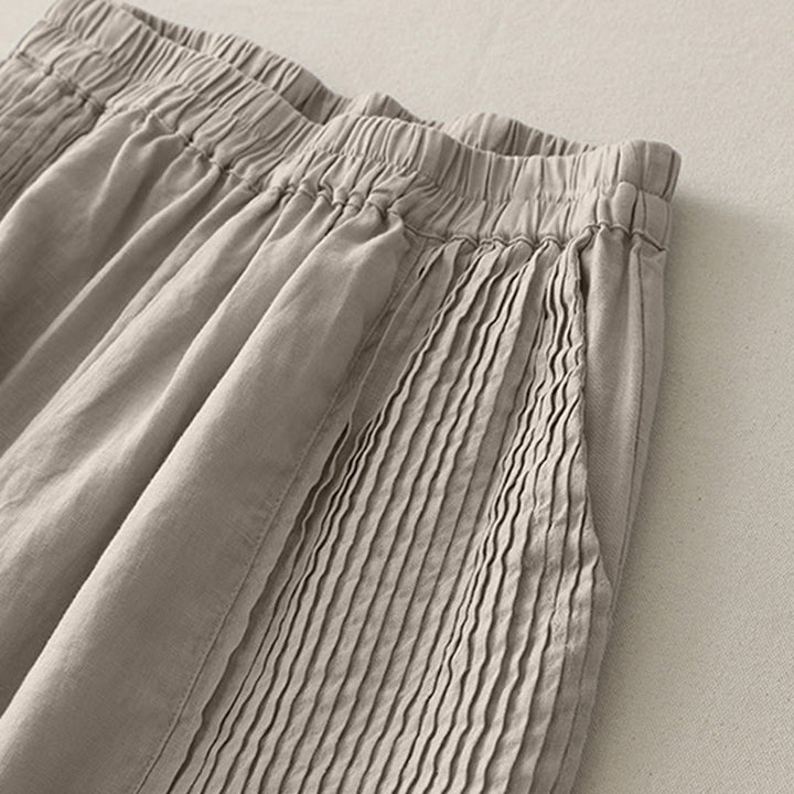 Spodnie damskie z szerokimi nogawkami i kieszeniami, z elastycznego poliestru, z szerokimi nogawkami i Buddha Stones , w prostym, prostym fasonie z zakładkami - image 13