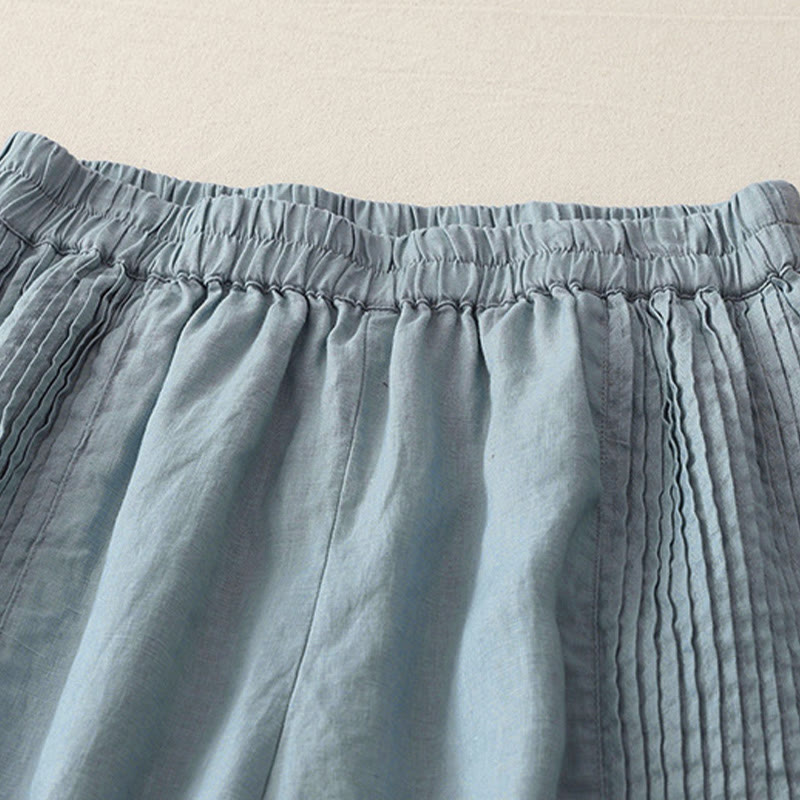 Spodnie damskie z szerokimi nogawkami i kieszeniami, z elastycznego poliestru, z szerokimi nogawkami i Buddha Stones , w prostym, prostym fasonie z zakładkami - image 19