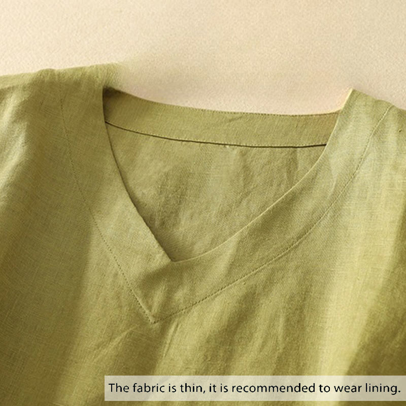 Koszulka damska z krótkim rękawem i dekoltem w serek z Buddha Stones, letnia, swobodna, prosta, bawełniana - image 1