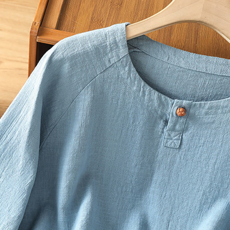 Koszula damska z długim rękawem i bawełną i poliestrem "Buddha Stones" w swobodnym, prostym kroju - image 11