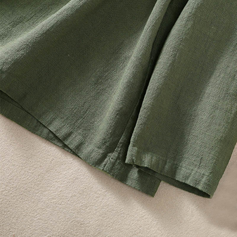 Koszula damska z długim rękawem i kieszeniami, z okrągłym dekoltem i bawełnianą koszulą Buddha Stones , w swobodnym stylu, z guzikami i kieszeniami - image 2