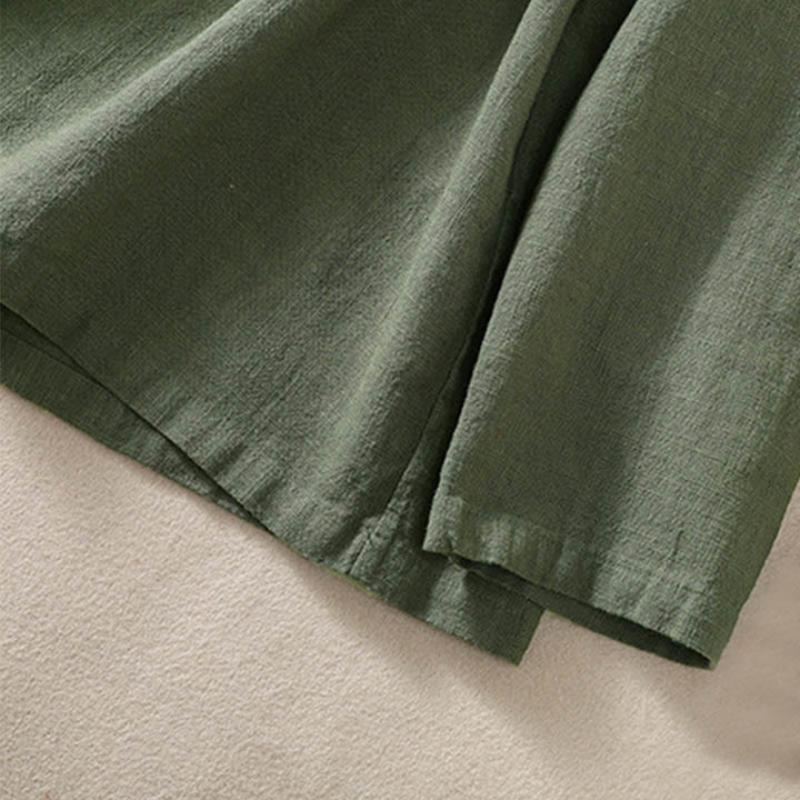 Koszula damska z długim rękawem i kieszeniami, z okrągłym dekoltem i bawełnianą koszulą Buddha Stones , w swobodnym stylu, z guzikami i kieszeniami - image 2