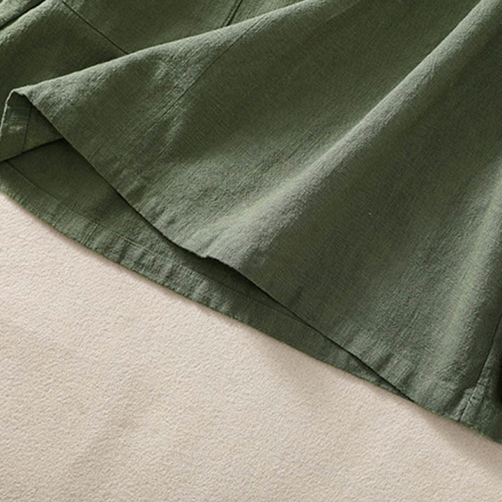 Koszula damska z długim rękawem i kieszeniami, z okrągłym dekoltem i bawełnianą koszulą Buddha Stones , w swobodnym stylu, z guzikami i kieszeniami - image 3