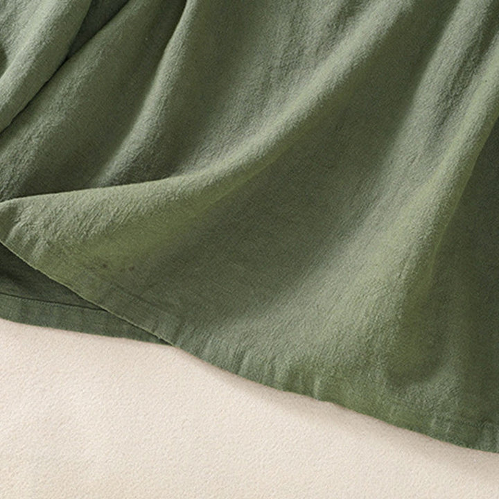 Koszula damska z długim rękawem i kieszeniami, z okrągłym dekoltem i bawełnianą koszulą Buddha Stones , w swobodnym stylu, z guzikami i kieszeniami - image 8