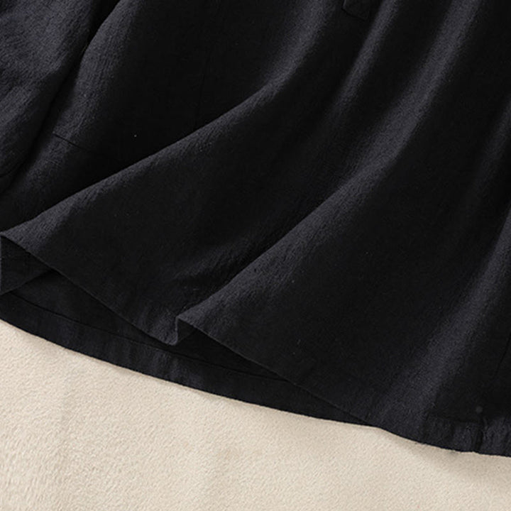 Koszula damska z długim rękawem i kieszeniami, z okrągłym dekoltem i bawełnianą koszulą Buddha Stones , w swobodnym stylu, z guzikami i kieszeniami - image 13