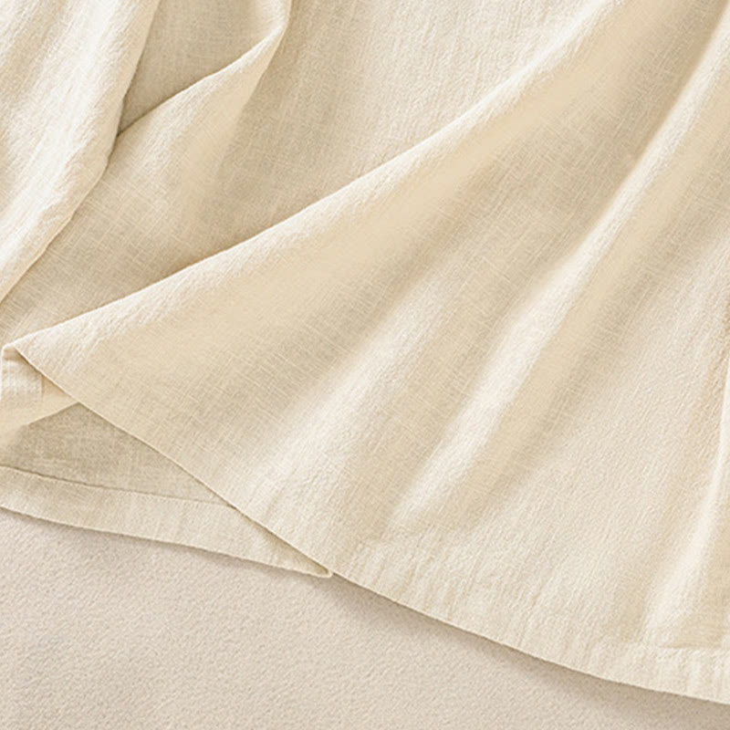 Koszula damska z długim rękawem i kieszeniami, z okrągłym dekoltem i bawełnianą koszulą Buddha Stones , w swobodnym stylu, z guzikami i kieszeniami - image 18