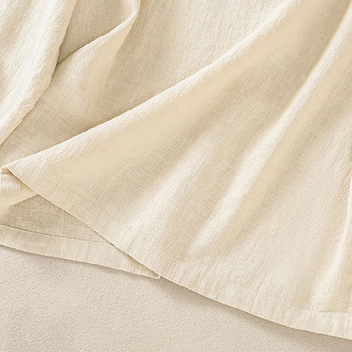 Koszula damska z długim rękawem i kieszeniami, z okrągłym dekoltem i bawełnianą koszulą Buddha Stones , w swobodnym stylu, z guzikami i kieszeniami - image 18