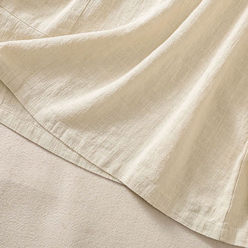 Koszula damska z długim rękawem i kieszeniami, z okrągłym dekoltem i bawełnianą koszulą Buddha Stones , w swobodnym stylu, z guzikami i kieszeniami - image 21