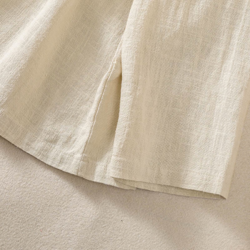 Koszula damska z długim rękawem i kieszeniami, z okrągłym dekoltem i bawełnianą koszulą Buddha Stones , w swobodnym stylu, z guzikami i kieszeniami - image 19