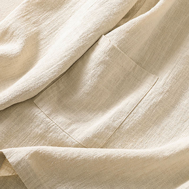 Koszula damska z długim rękawem i kieszeniami, z okrągłym dekoltem i bawełnianą koszulą Buddha Stones , w swobodnym stylu, z guzikami i kieszeniami - image 20