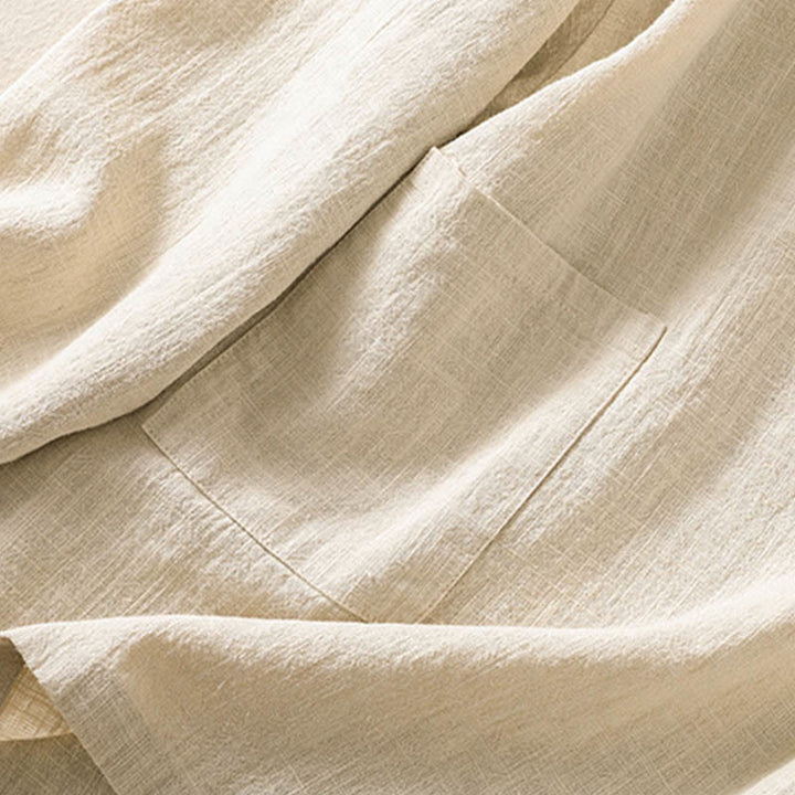 Koszula damska z długim rękawem i kieszeniami, z okrągłym dekoltem i bawełnianą koszulą Buddha Stones , w swobodnym stylu, z guzikami i kieszeniami - image 20