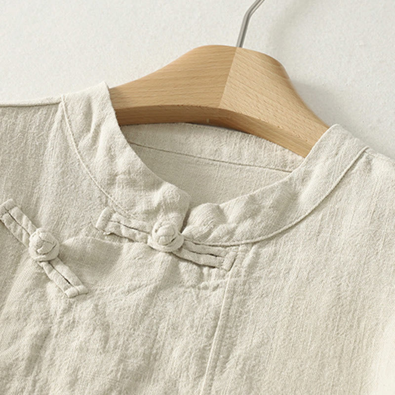 Koszula damska z długim rękawem z bawełny Buddha Stones, swobodna, gładka, z żabimi guzikami - image 11