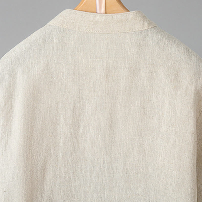 Koszula damska z długim rękawem i haftem kwiatów z motywem Buddha Stones , zapinana na guziki z żabą, bawełniana - image 2