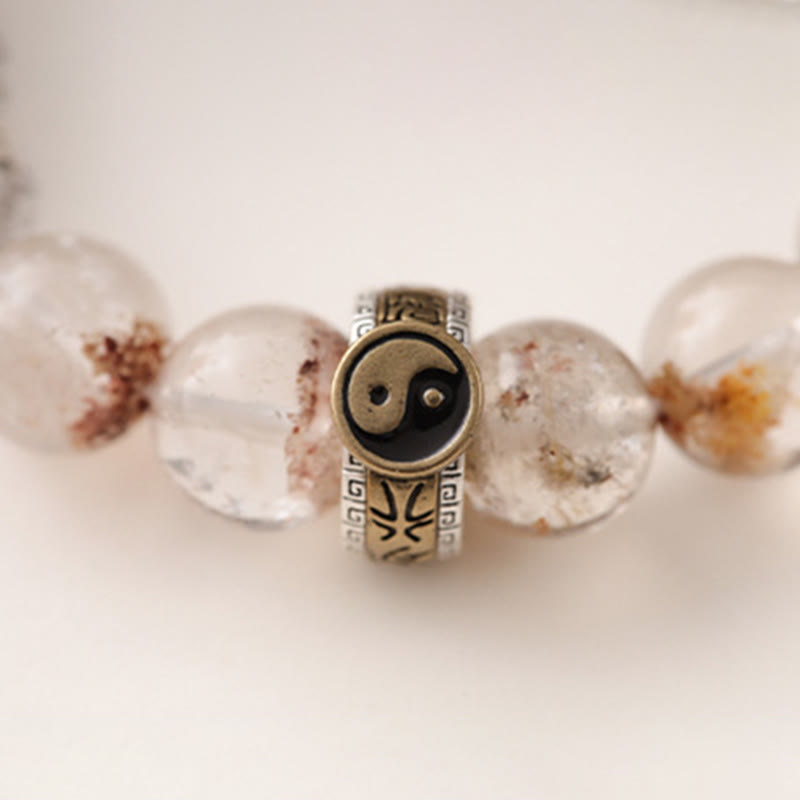 Bransoletka ochronna Phantom Yin Yang z Buddha Stones uderzonymi piorunem i czerwonym drewnem - image 12