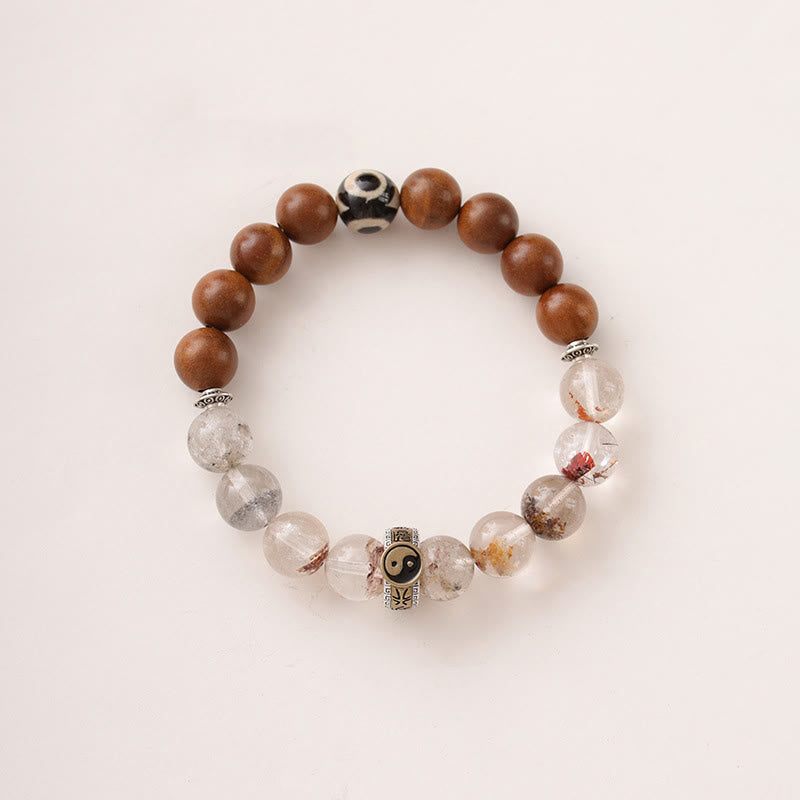 Bransoletka ochronna Phantom Yin Yang z Buddha Stones uderzonymi piorunem i czerwonym drewnem - image 9
