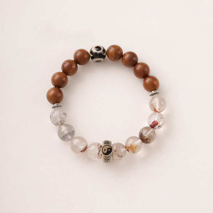 Bransoletka ochronna Phantom Yin Yang z Buddha Stones uderzonymi piorunem i czerwonym drewnem - image 9