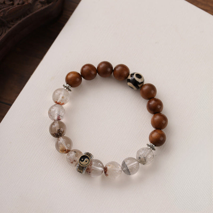 Bransoletka ochronna Phantom Yin Yang z Buddha Stones uderzonymi piorunem i czerwonym drewnem - image 8