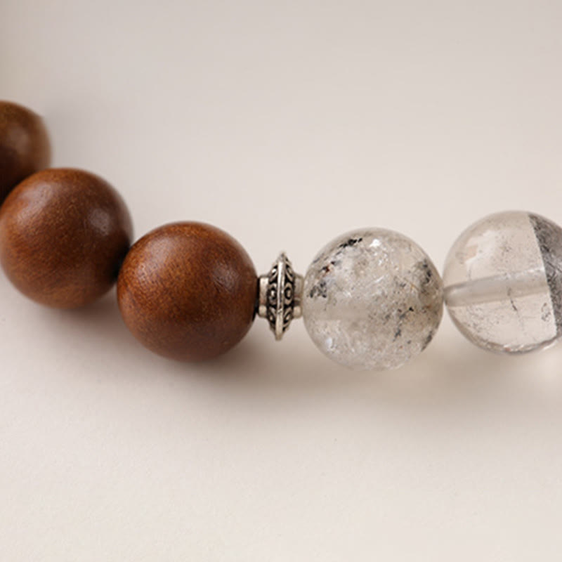 Bransoletka ochronna Phantom Yin Yang z Buddha Stones uderzonymi piorunem i czerwonym drewnem - image 11